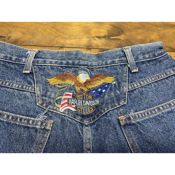 Vintage Harley-Davidson Unisex USA Patch Embroidered Jeans 32x32 - Picture 11 of 13